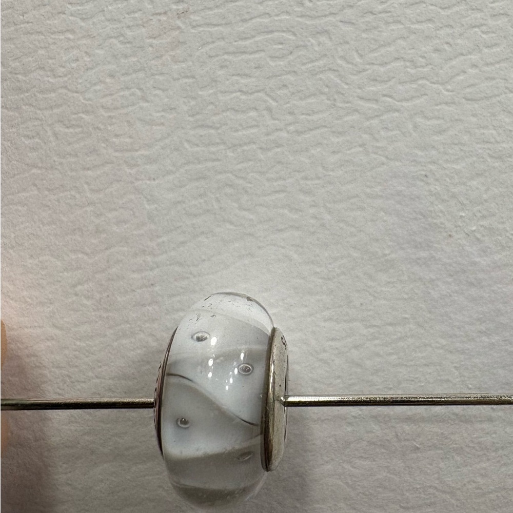 Pandora Silver and White Glass Bead Ring